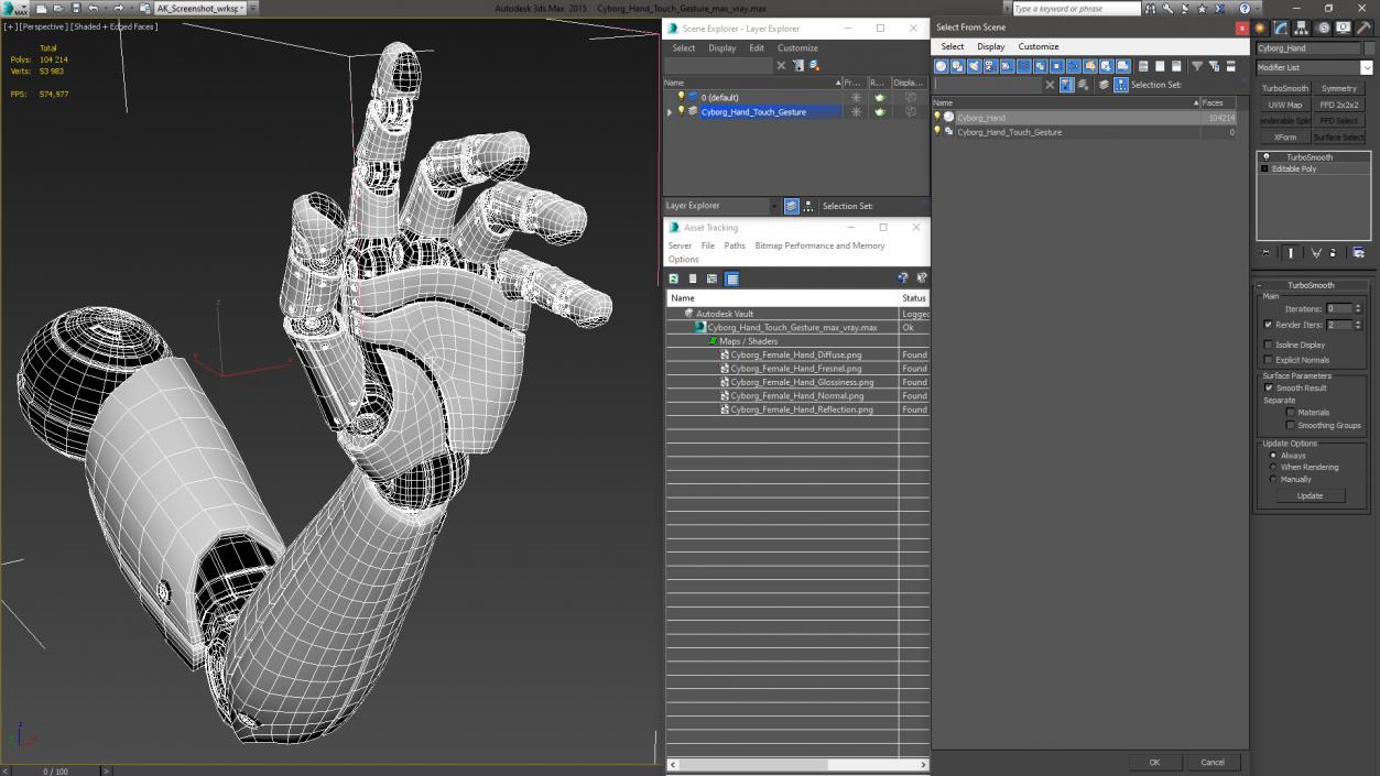 3D model Cyborg Hand Touch Gesture