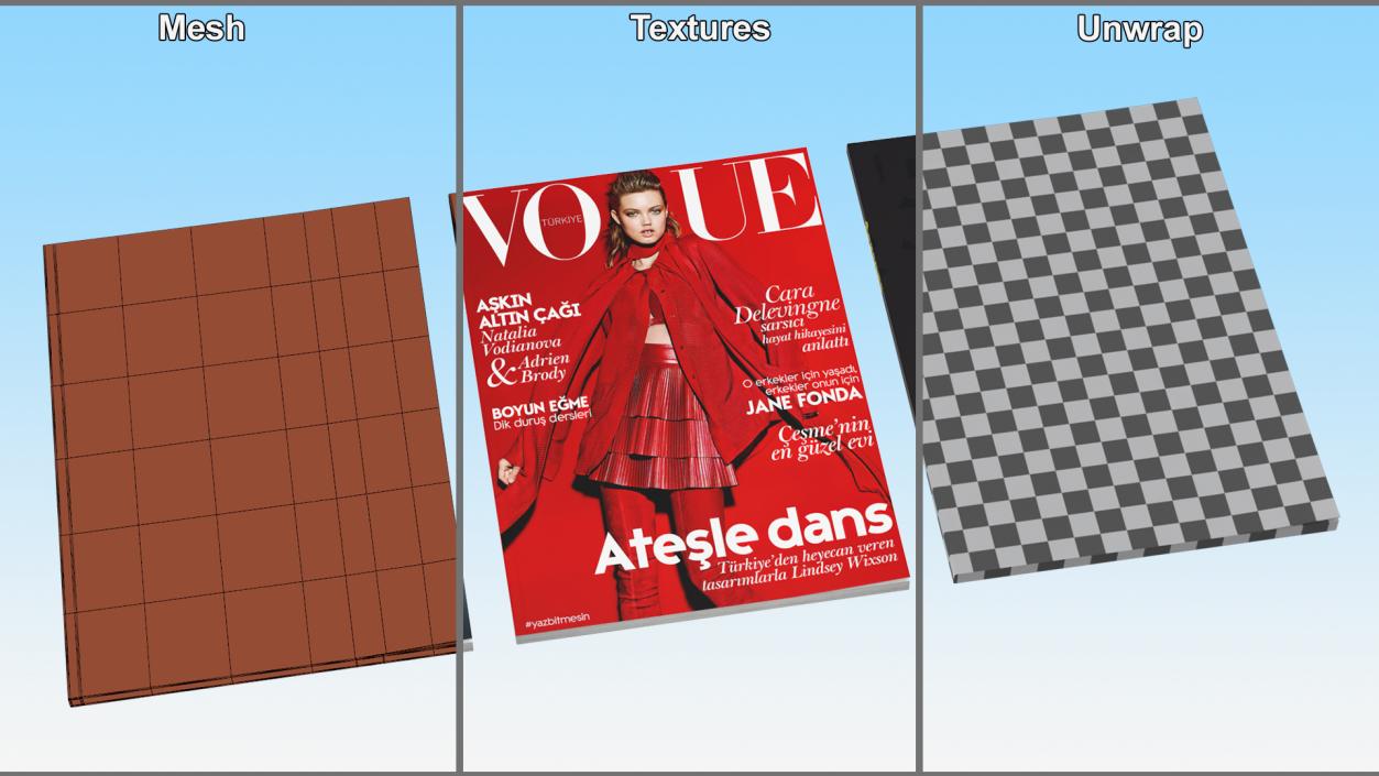 3D New Yorker Vogue and Seasons Magazines model