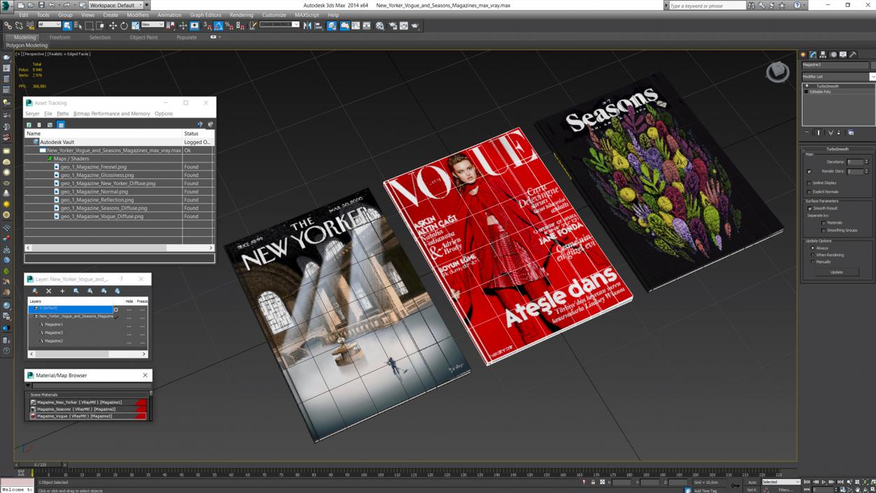 3D New Yorker Vogue and Seasons Magazines model