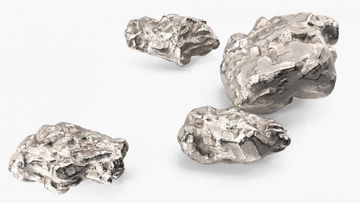 Silver Natural Minerals Big Stones 3D model