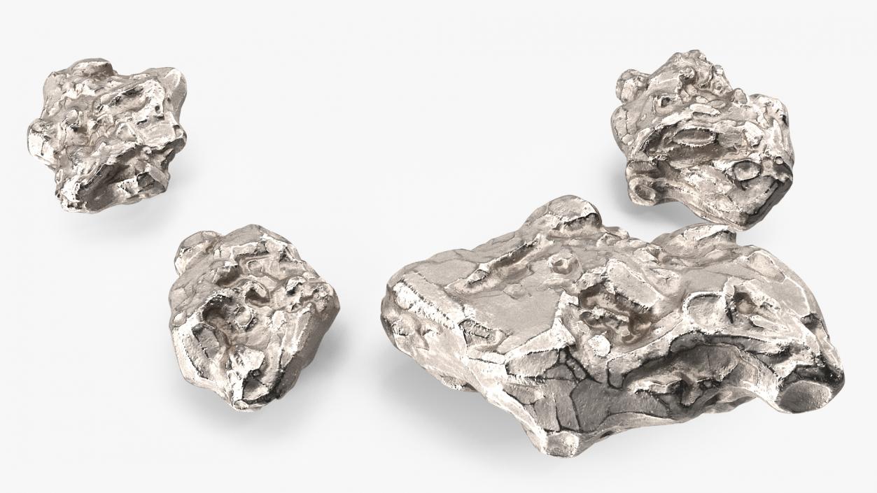 Silver Natural Minerals Big Stones 3D model