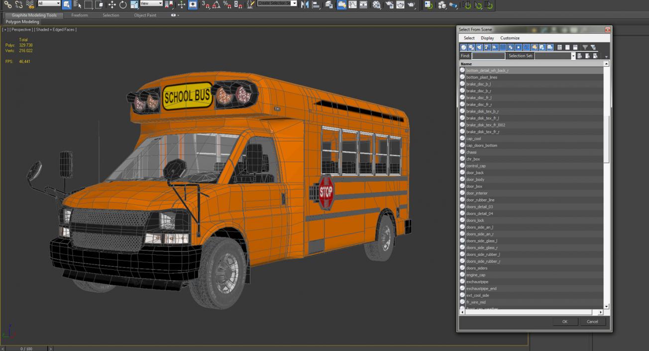 Small School Bus Simple Interior 3D