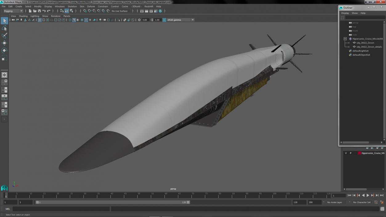 3D Hypersonic Cruise Missile3M22 Zircon
