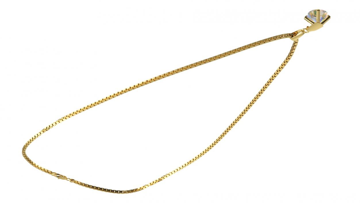 3D Golden Necklace with Diamond model