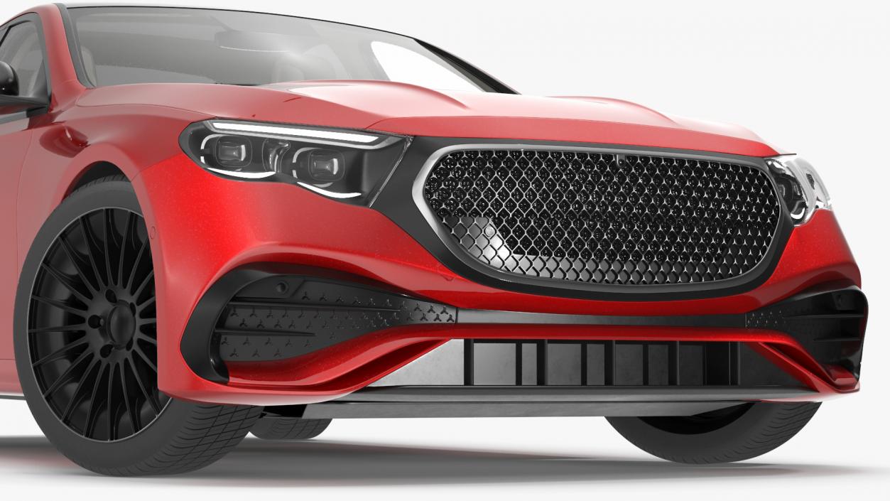 3D Luxury Car Red Sedan Rigged for Maya