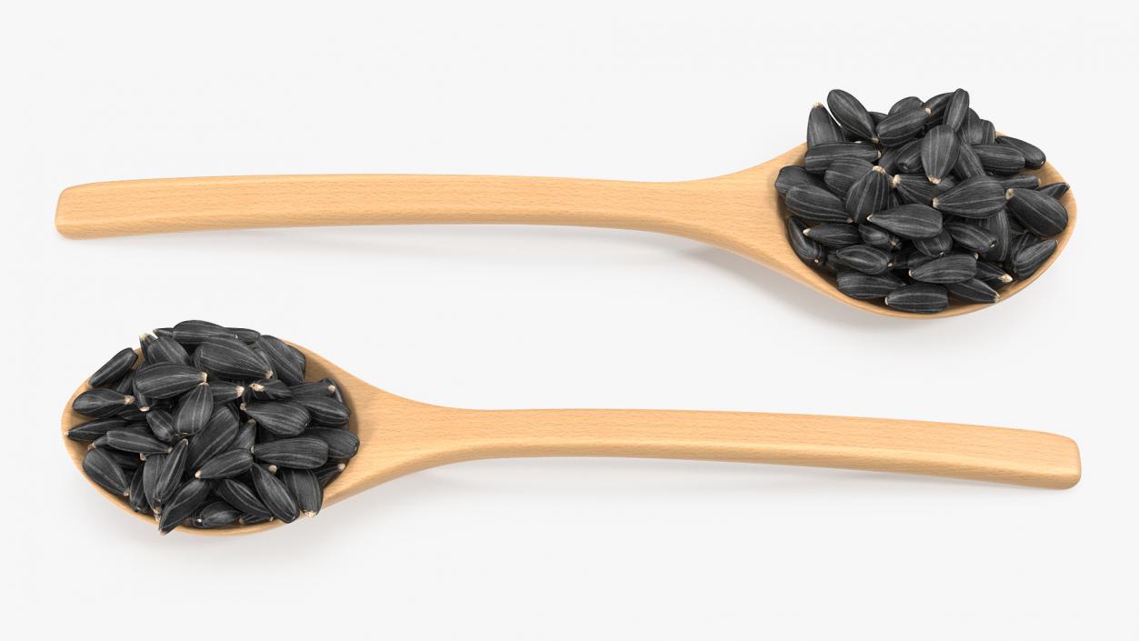 3D Sunflower Seeds in a Wooden Spoon model