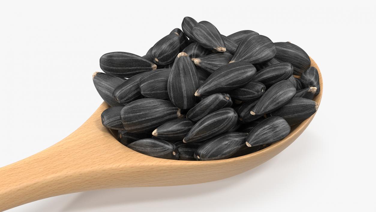 3D Sunflower Seeds in a Wooden Spoon model