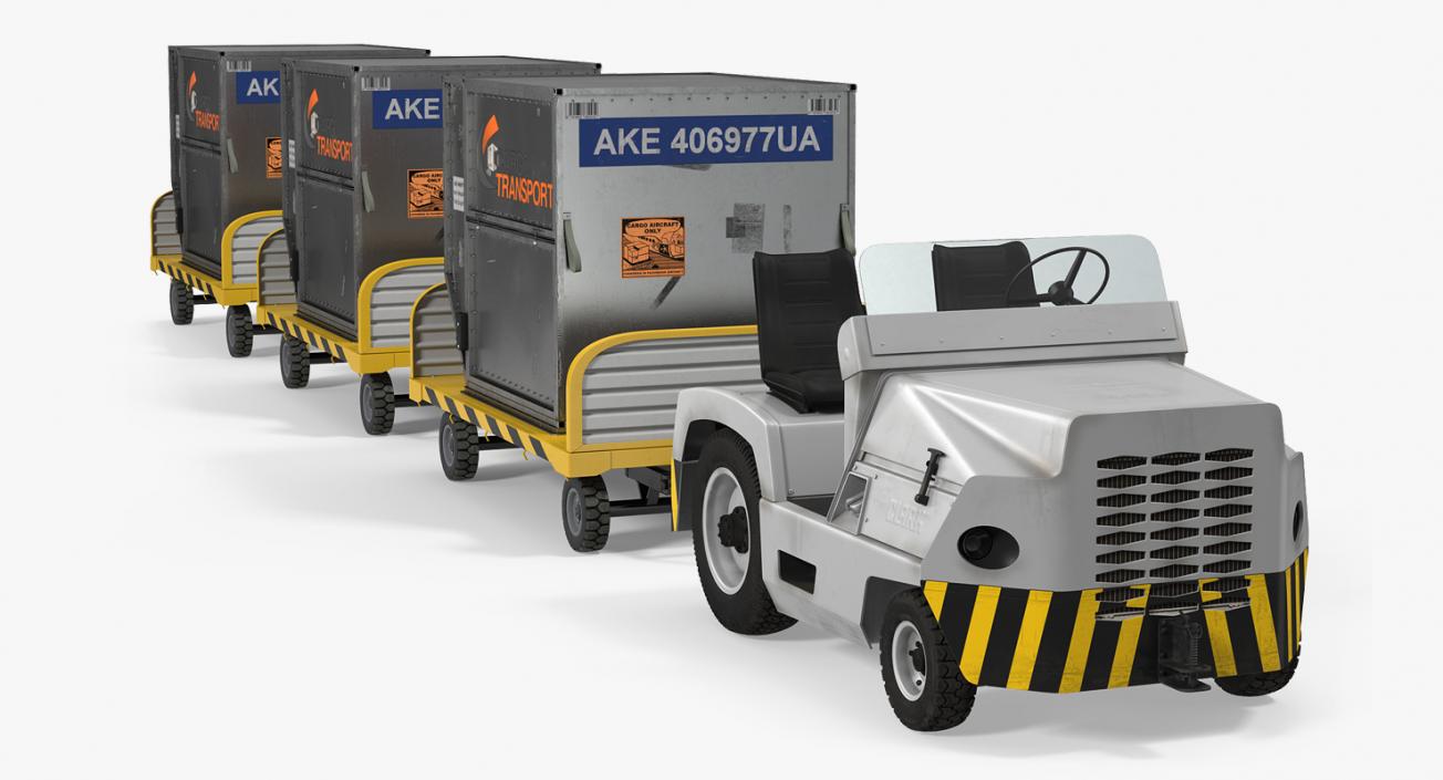 Aircraft Tow Tractor Clark CT30 Carrying Passengers Luggage 3D model