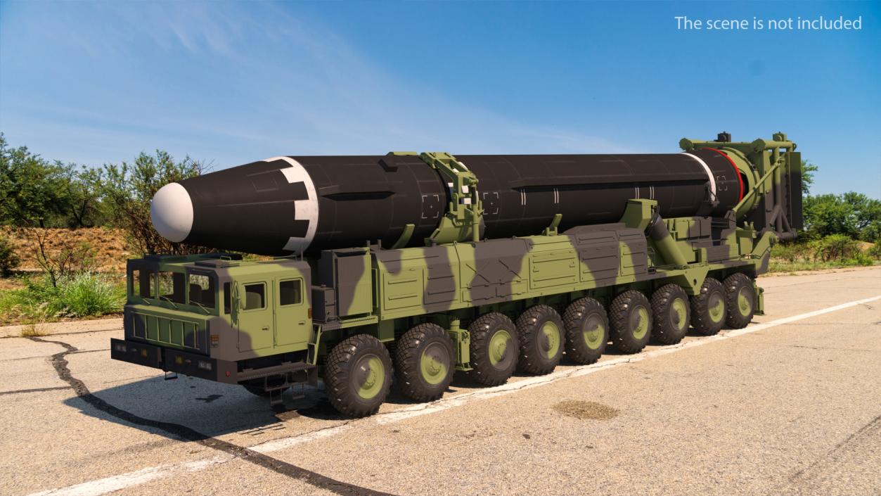 Hwasong-15 Transporter Erector Vehicle with Intercontinental Ballistic Missile Clean 3D model
