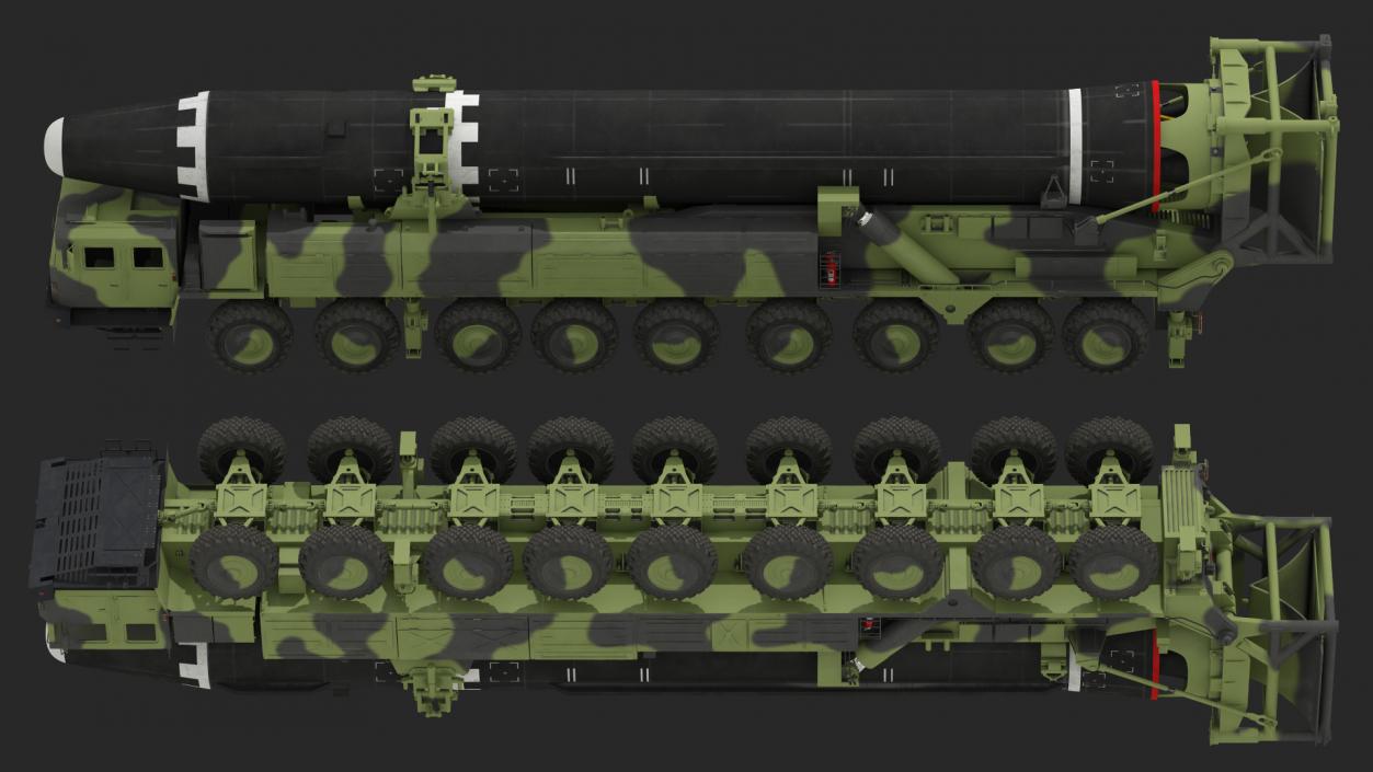 Hwasong-15 Transporter Erector Vehicle with Intercontinental Ballistic Missile Clean 3D model