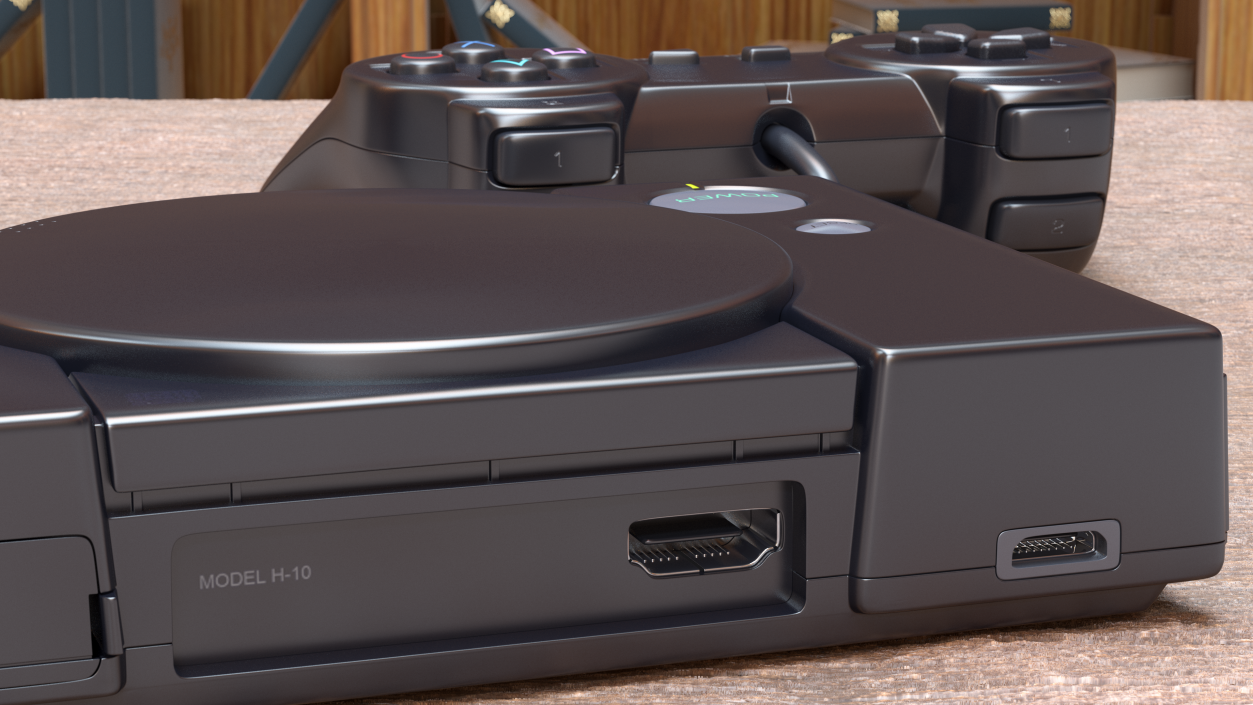 Old Gaming Console with Controller 3D model