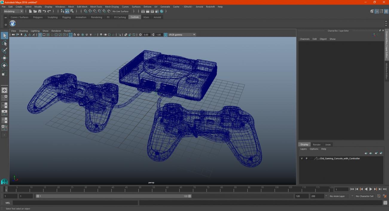 Old Gaming Console with Controller 3D model
