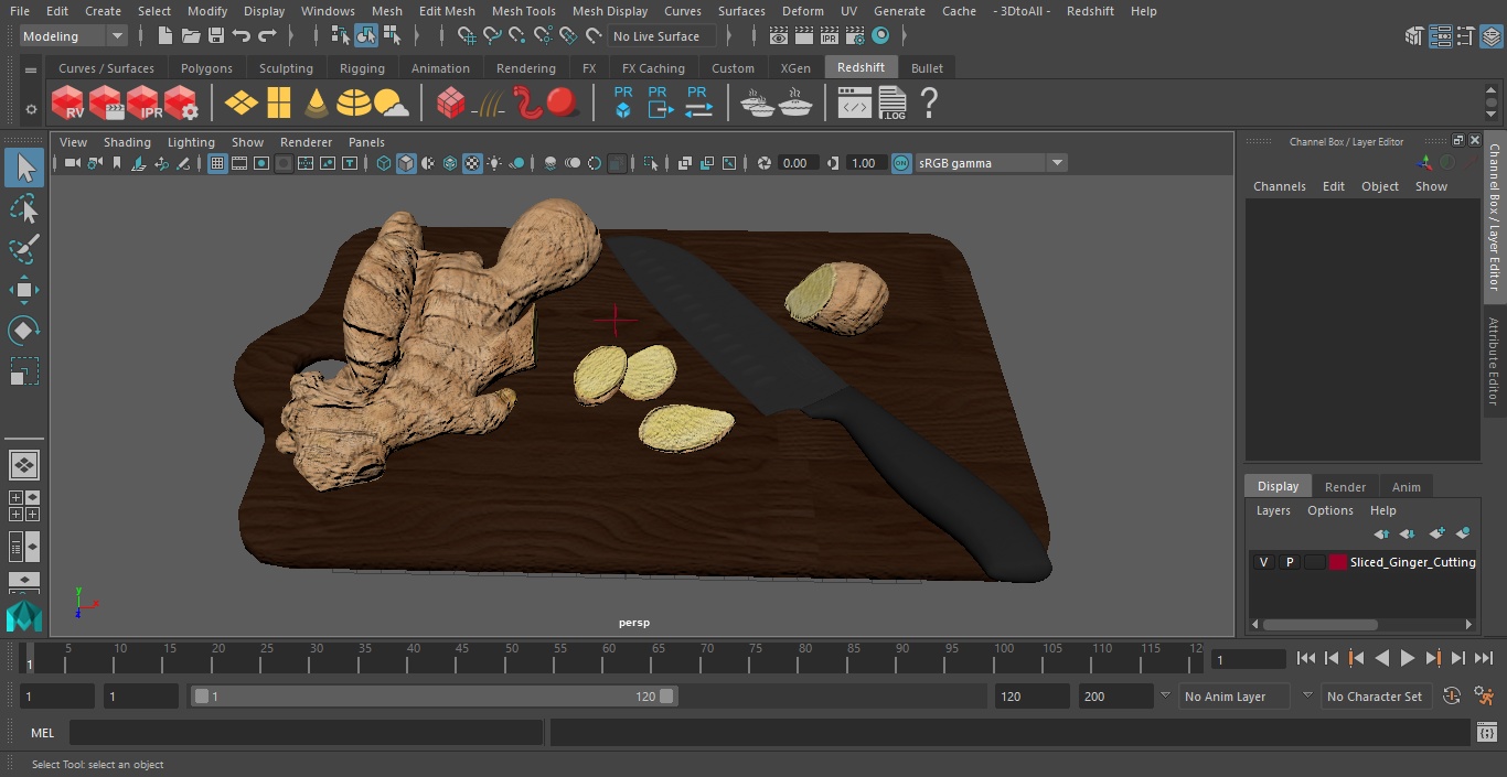 Sliced Ginger Cutting Board 3D