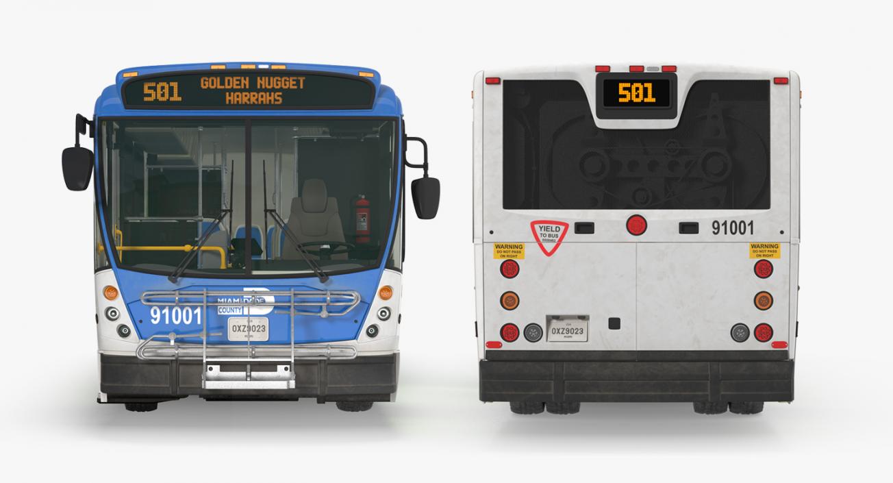Bus Nabi Model 416 Miami Dade Transit Rigged 3D model