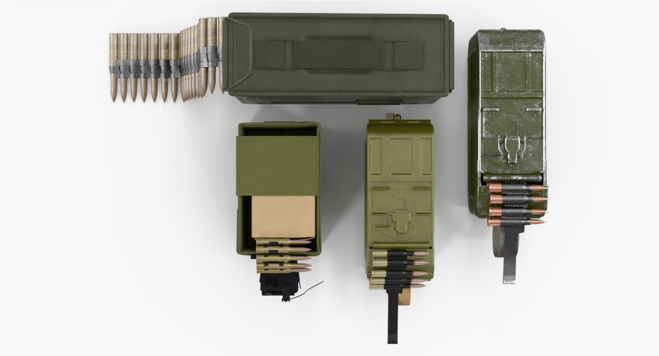 Machine Gun Ammunition Boxes Collection 3D model