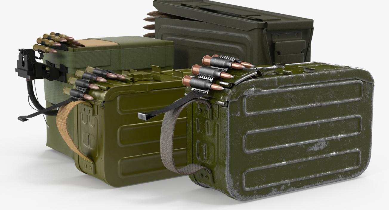 Machine Gun Ammunition Boxes Collection 3D model