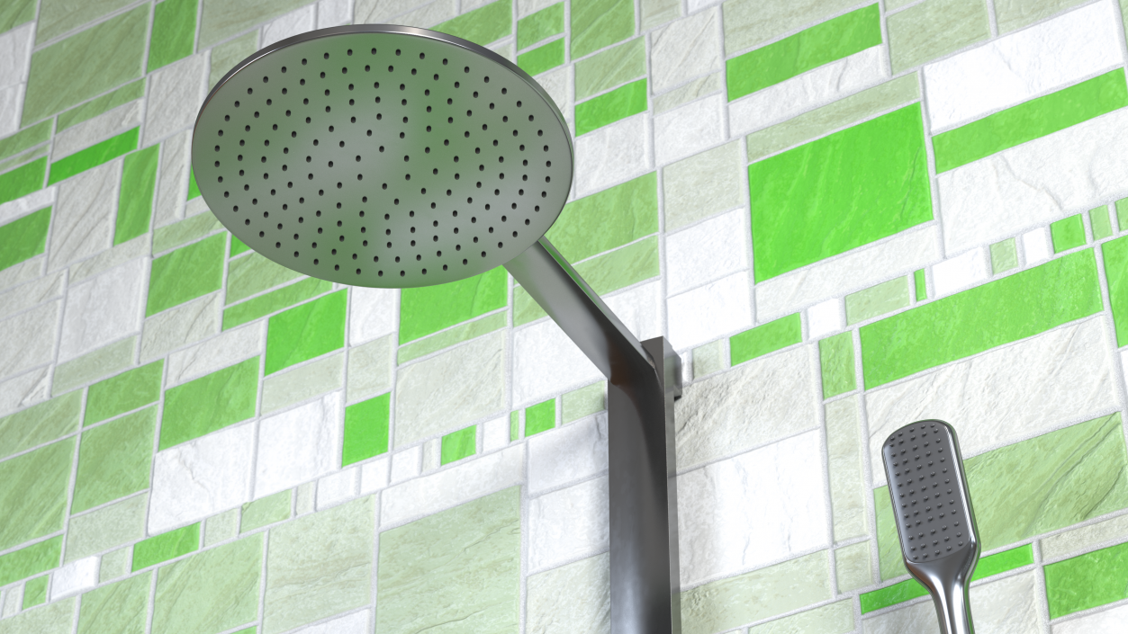 Thermostatic Shower Column with Overhead Shower 3D