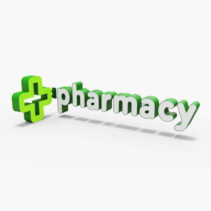 3D model Pharmacy Sign Illuminated