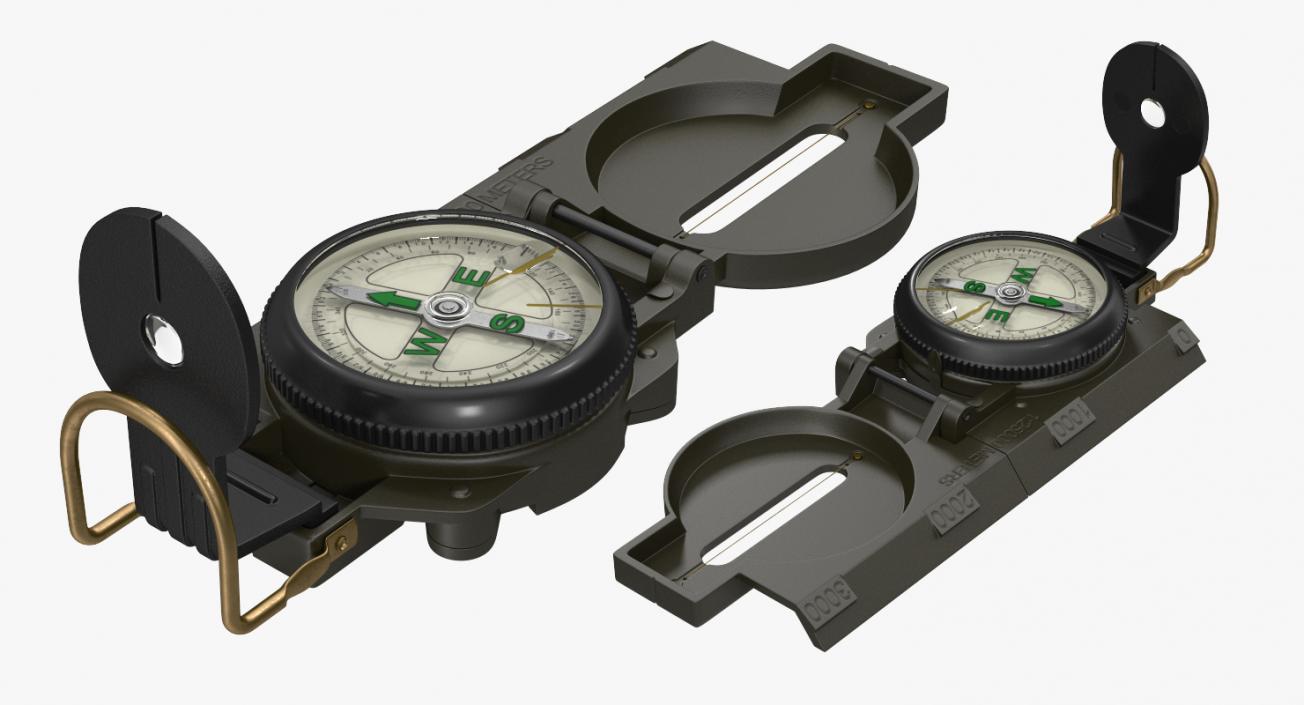 3D Army Pocket Multifunction Compass model