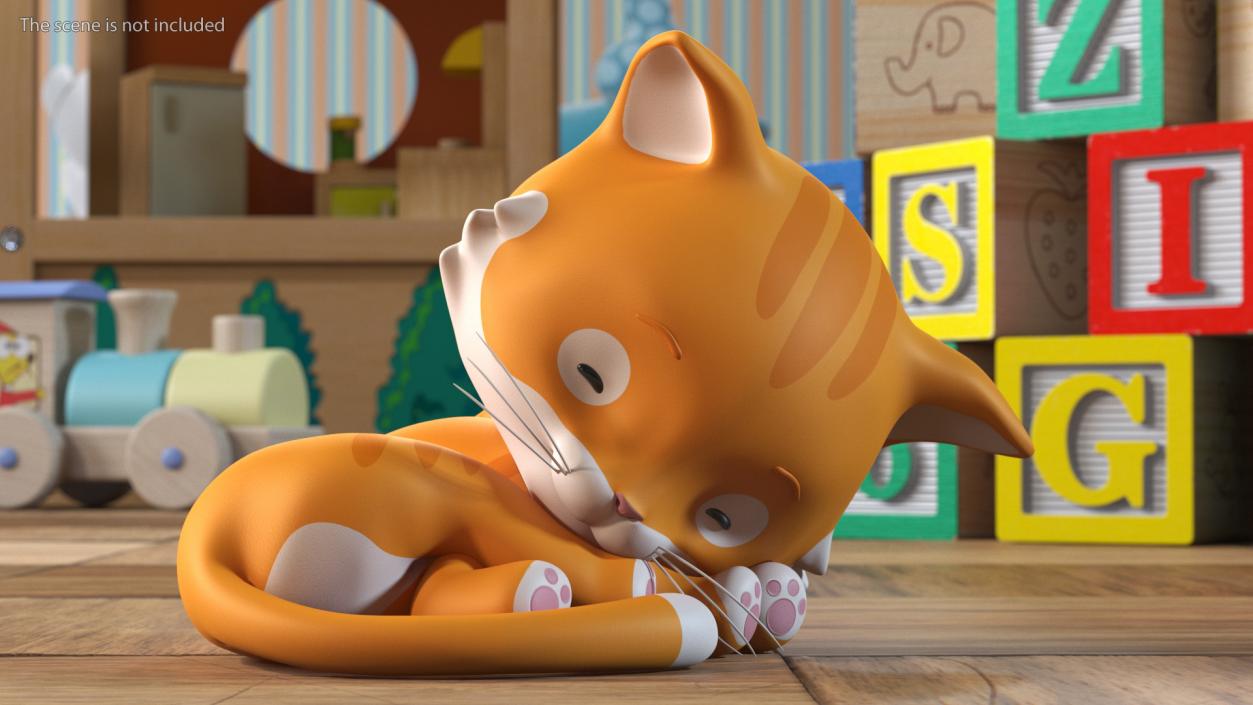 Funny and Cute Cartoon Cat Rigged for Maya 3D
