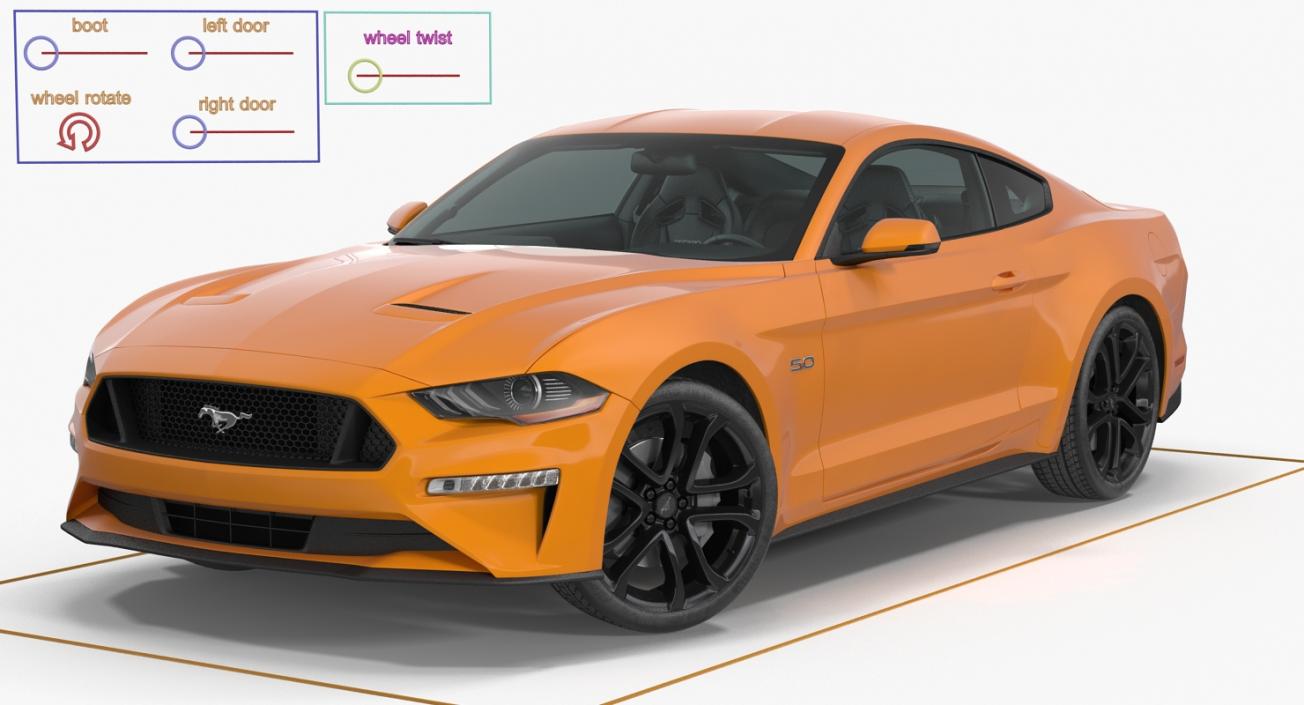 Ford Mustang 2018 Rigged 3D model