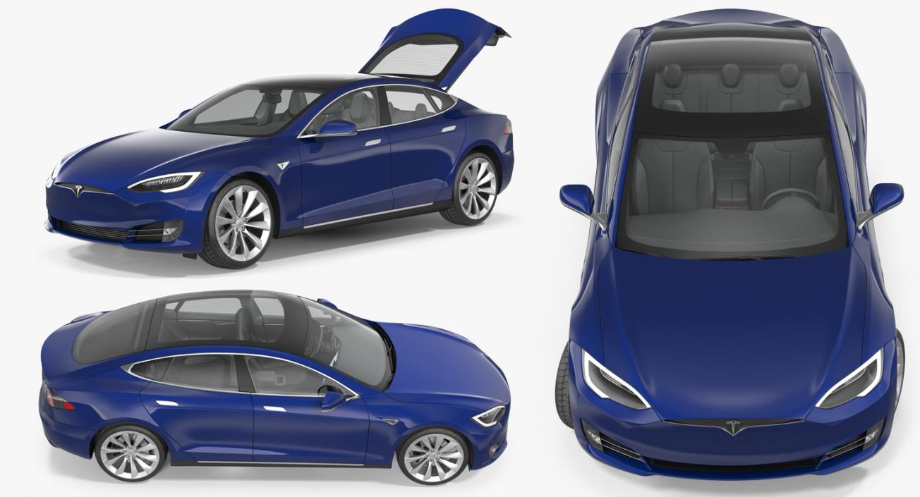 3D Tesla Model S 75 2017 Rigged model