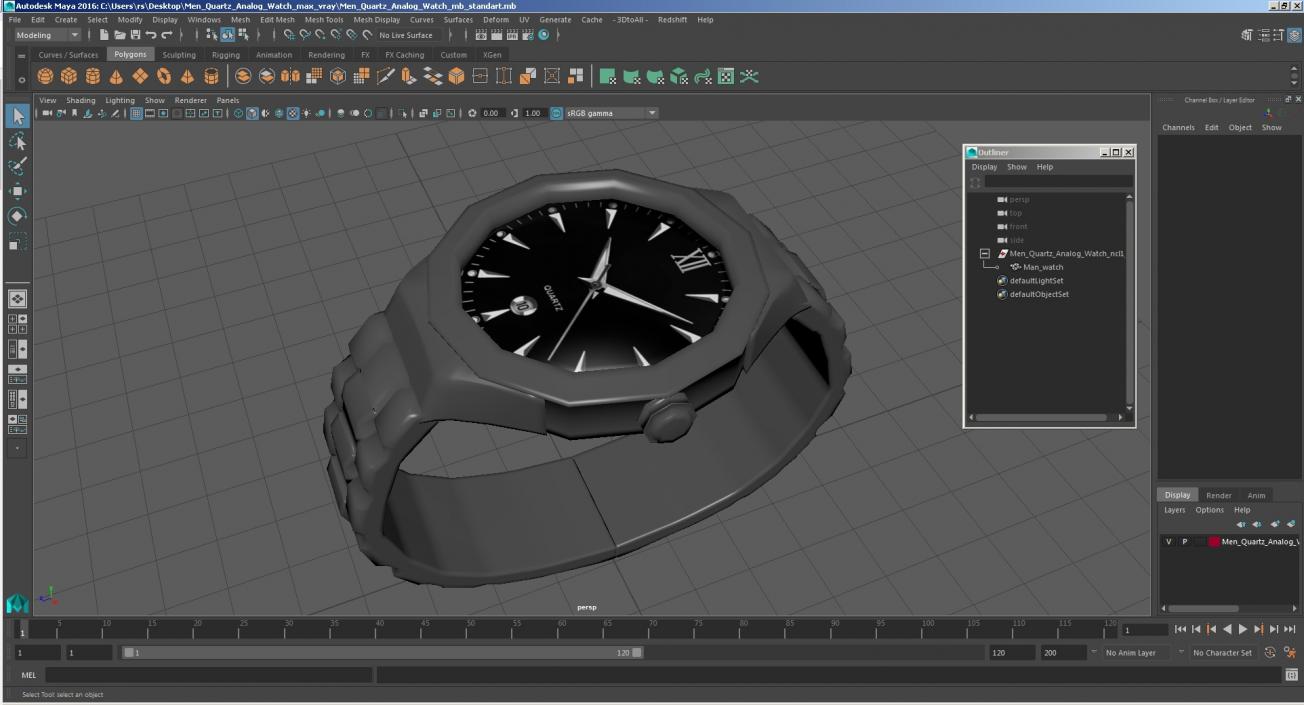 3D Men Quartz Analog Watch model