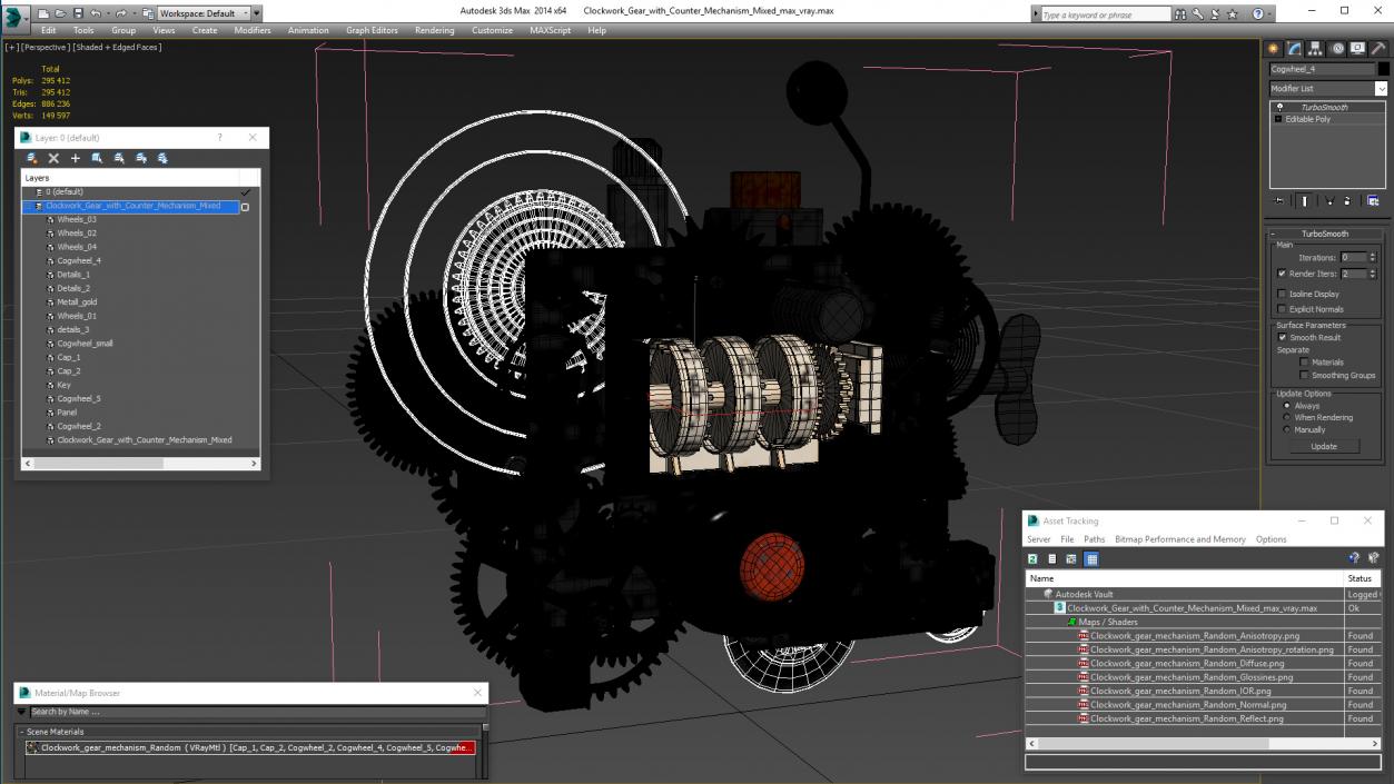 3D Clockwork Gear with Counter Mechanism Mixed model