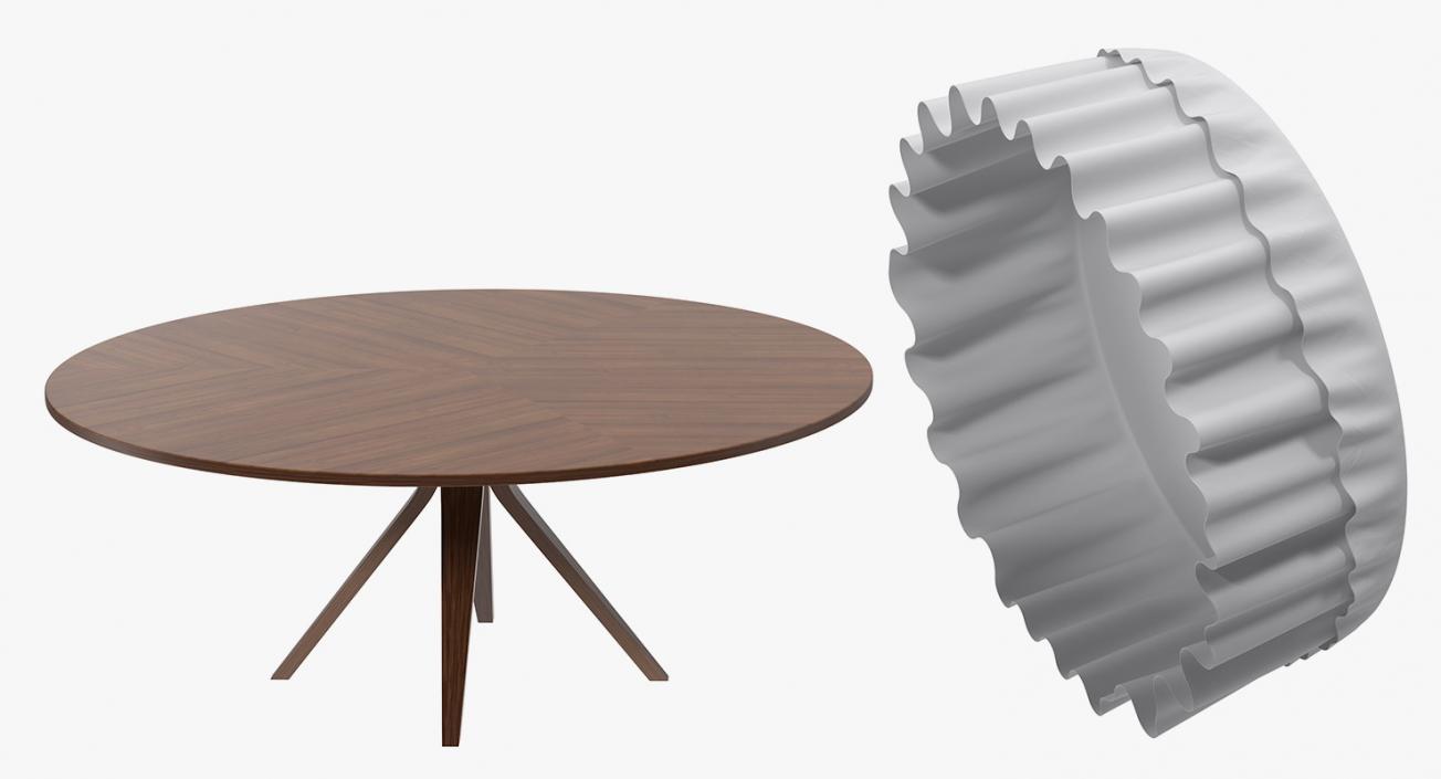 Round Dinner Table With TableCloth 3D model