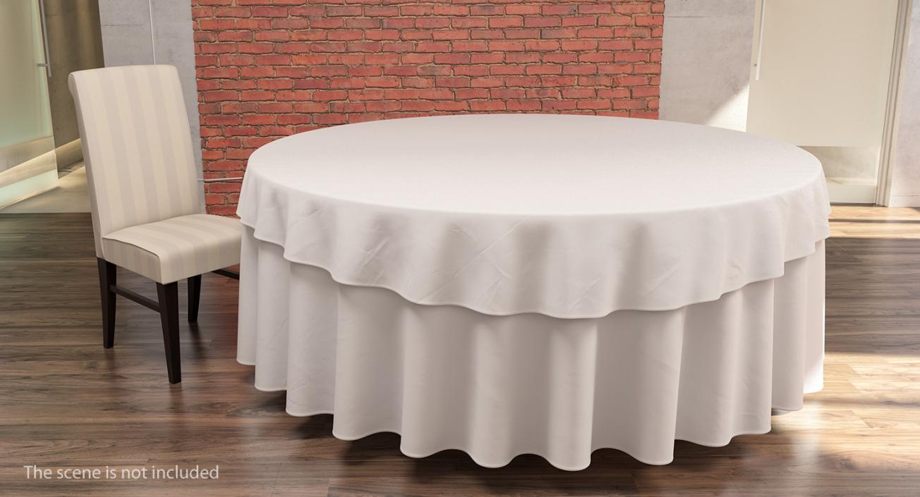 Round Dinner Table With TableCloth 3D model