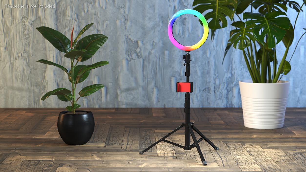 LED Selfie Ring Light with Tripod and Phone Holder RGB 3D model
