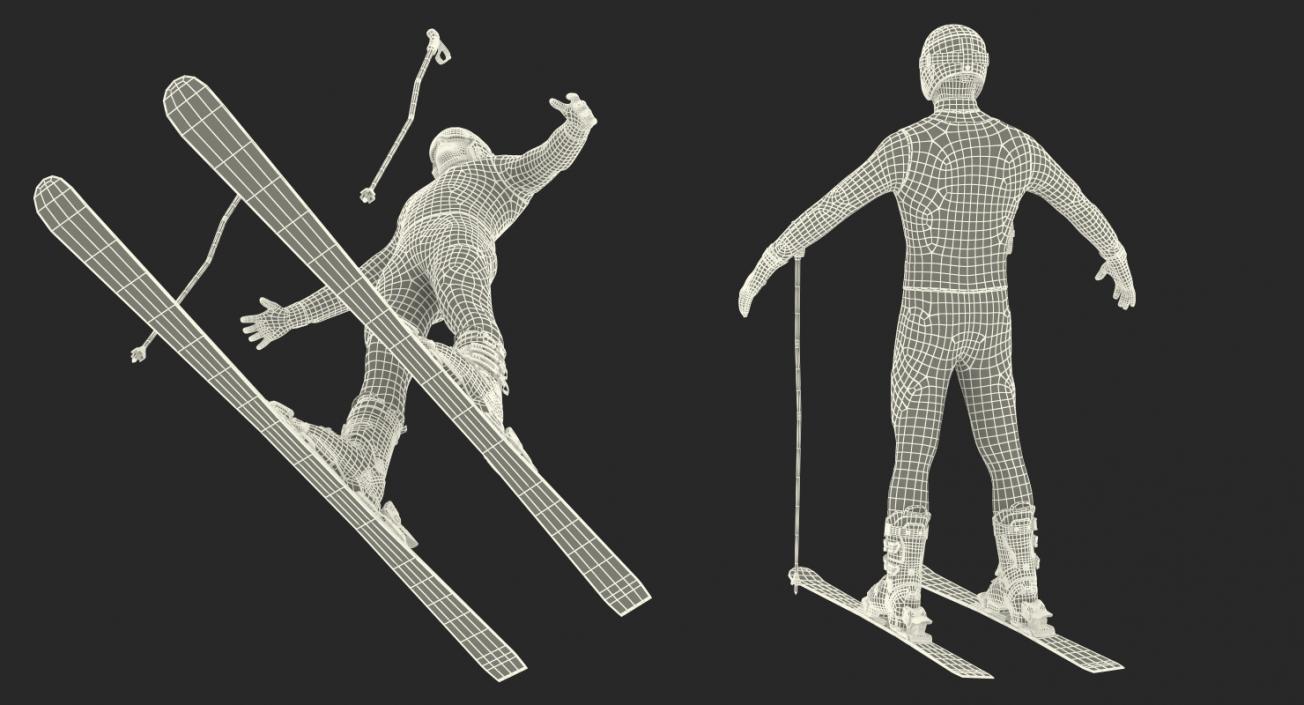 3D Downhill Male Skier Rigged