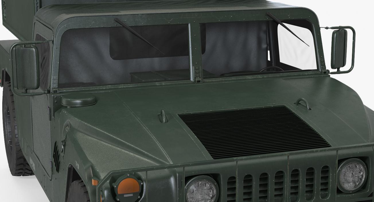 3D Shelter Carrier MSE Car HMMWV m1037 Rigged Green model