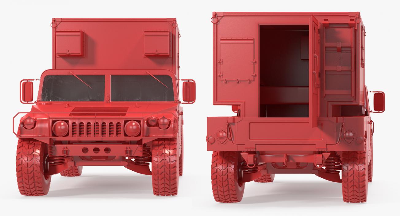 3D Shelter Carrier MSE Car HMMWV m1037 Rigged Green model
