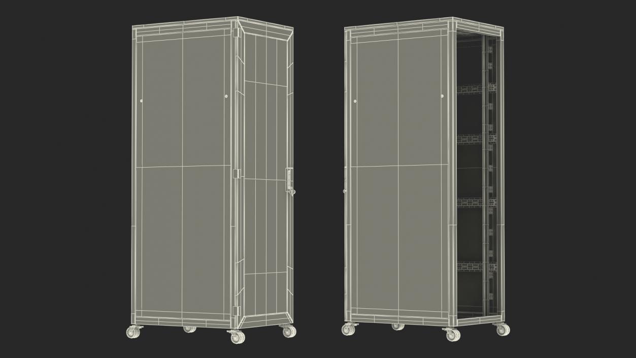 Floor Standing Rack Cabinet 42 Unit White Empty 3D