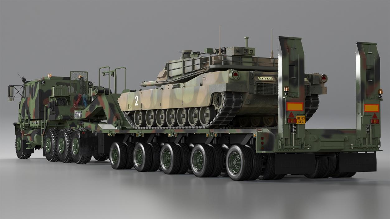 Oshkosh M1070 Tank Transporter M1000 Semi-Trailer with M1 Abrams 3D model