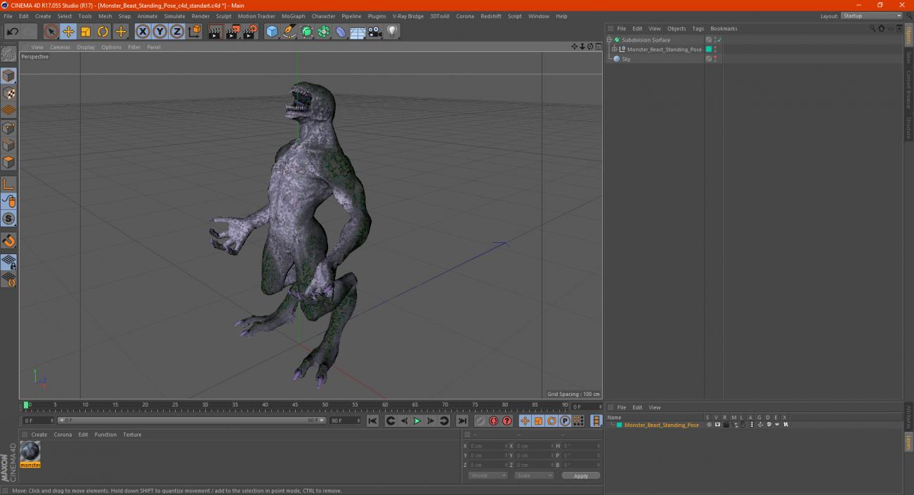 Monster Beast Standing Pose 3D