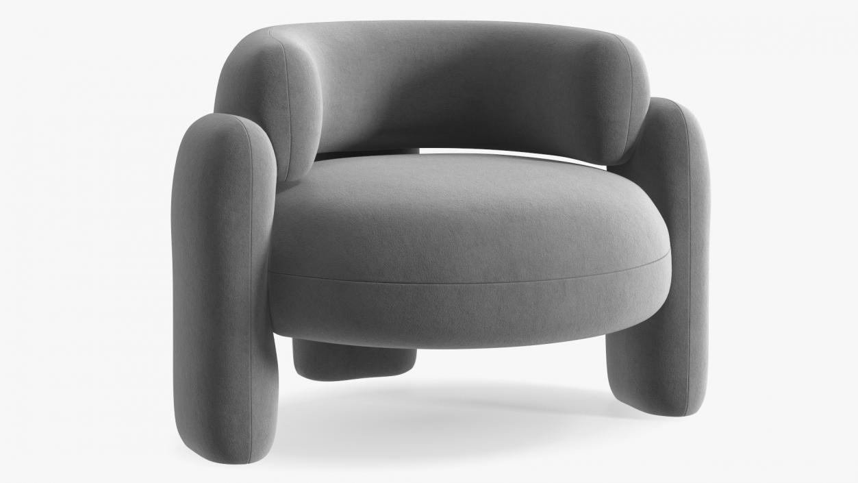 Modern Velvet Grey Armchair 3D