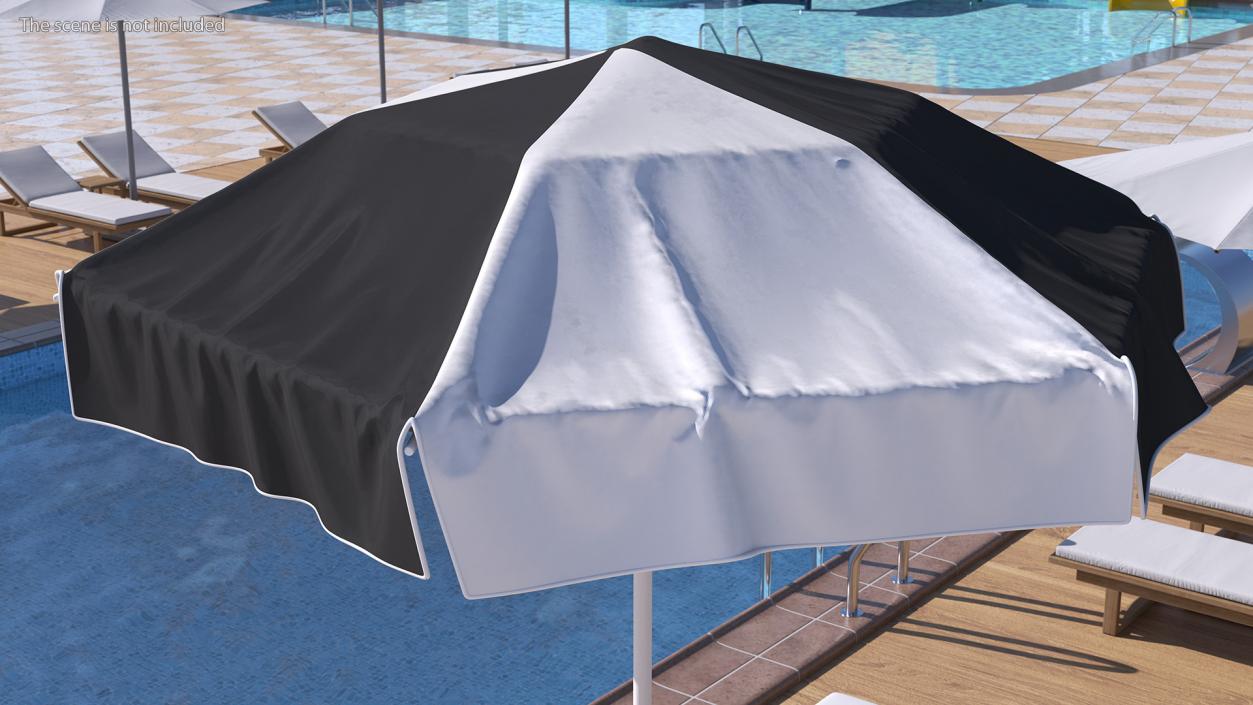 Beach Parasol Black and White 3D model