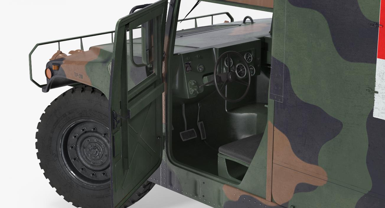 3D Ambulance Military Car HMMWV m997 Camo model
