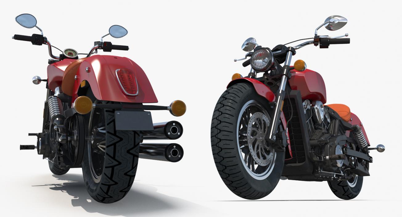 3D Cruiser Motorcycle Generic Rigged model