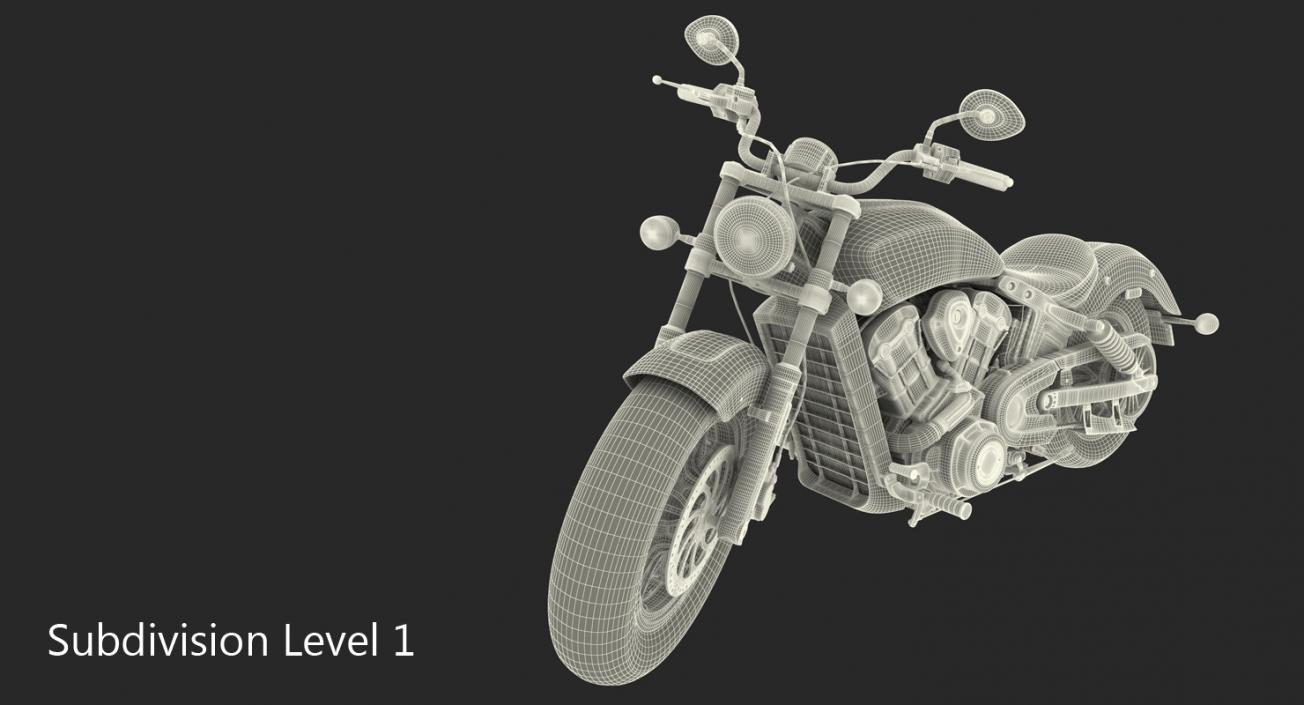 3D Cruiser Motorcycle Generic Rigged model