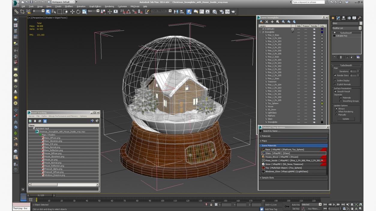 Christmas Snowglobe with House Inside 3D
