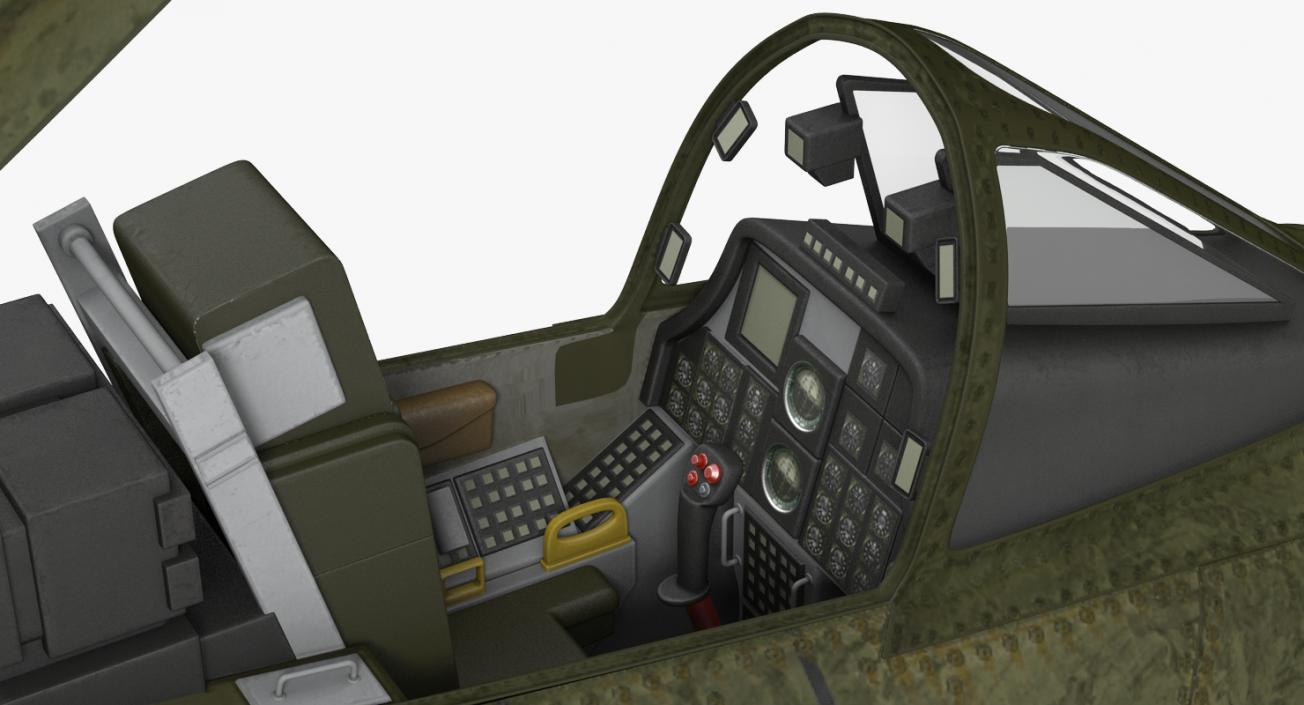 3D Fairchild Republic A-10 Thunderbolt II Green Rigged