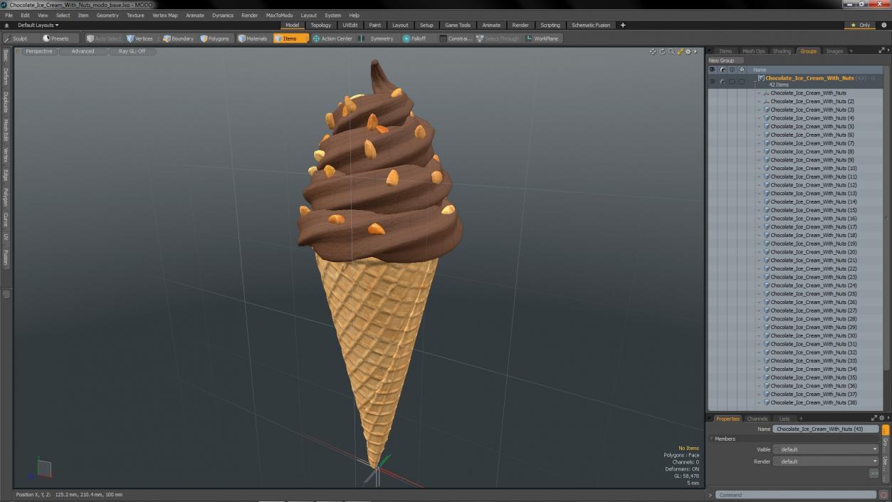Chocolate Ice Cream With Nuts 3D model