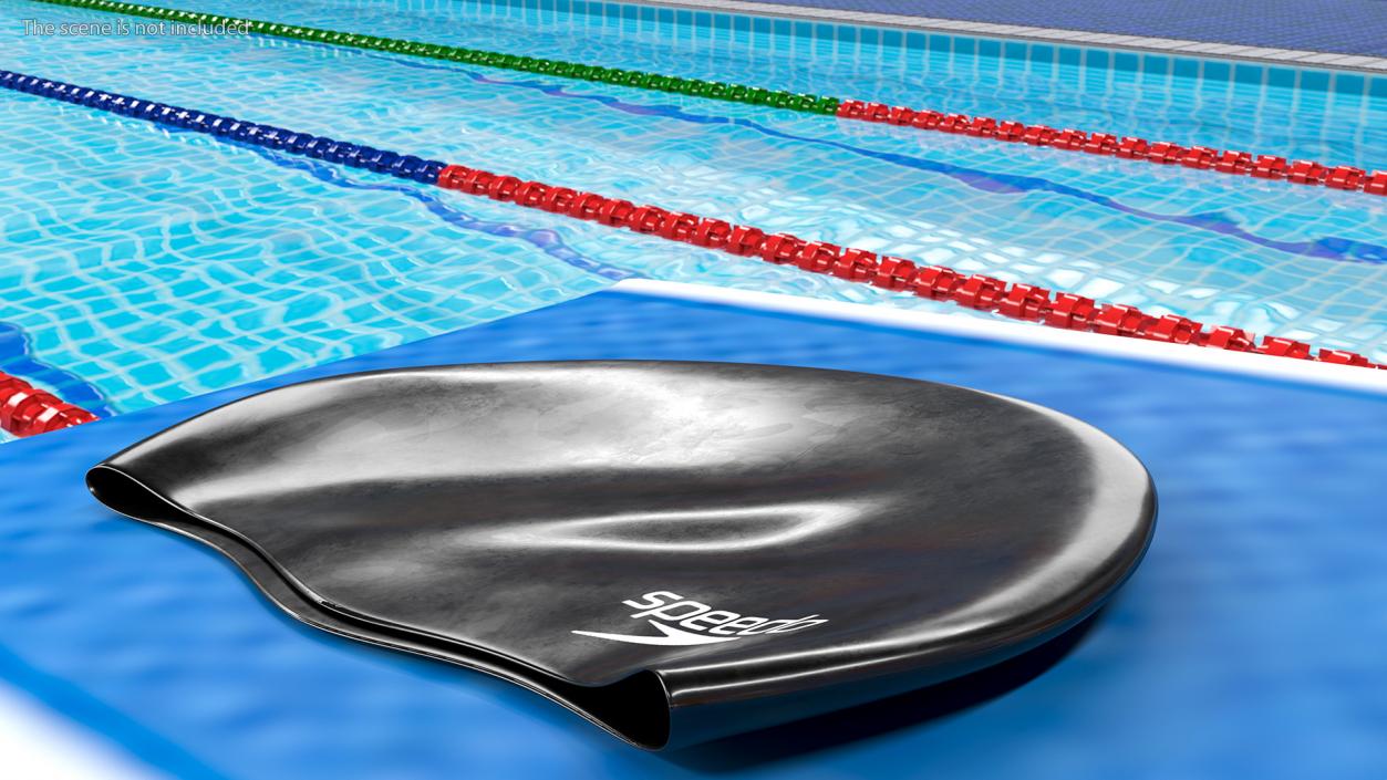 3D Speedo Black Waterproof Swimming Cap