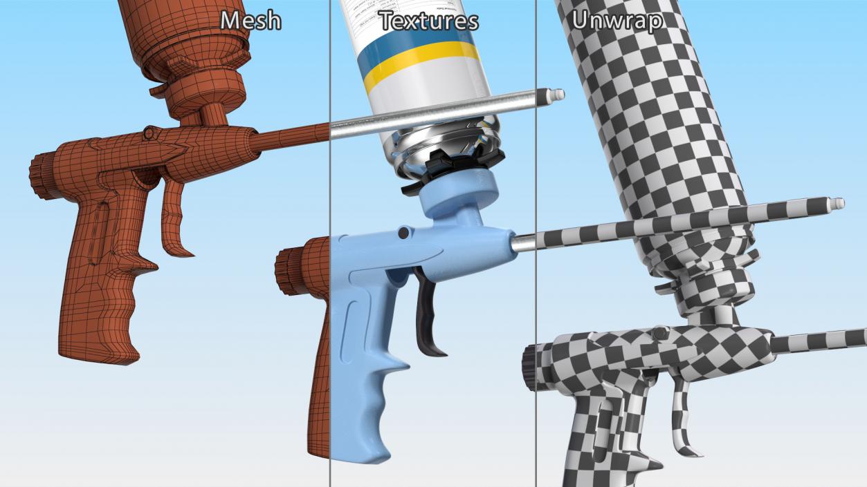 3D model Polyurethane Spray Gun with Foam Balloon Assembled