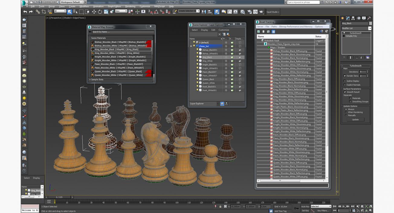 3D model Wooden Chess Figures