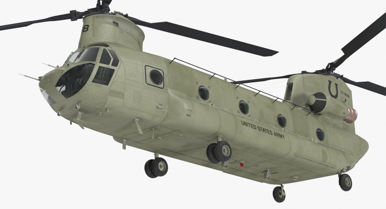 US Army Transport Helicopter CH-47 Chinook Rigged 3D model