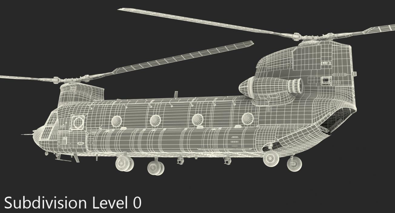 US Army Transport Helicopter CH-47 Chinook Rigged 3D model